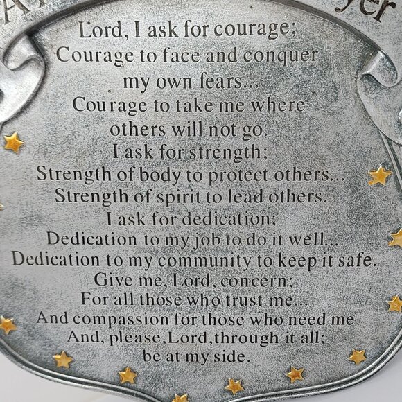 Spoonflower Policemans Prayer Shield Wall Plaque Golden Eagle 11 Inch Decor - Picture 2 of 7